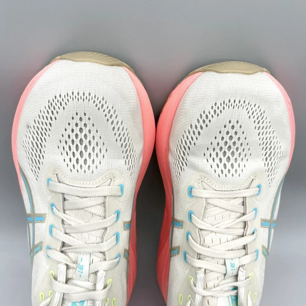 ASICS Womens 11 Gel Kayano 31 Road Running Shoes White Coral Sporty Gym Training
